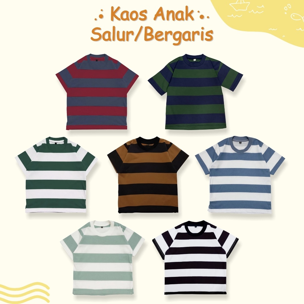 LEY455 XPRESS Kaos Anak Salur Strip Baju Atasan Premium Laki laki 11th Kaos Stripe Cowok Perempuan S