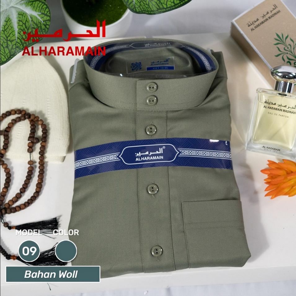 GAMIS HAROMAIN  | JUBAH ALHARAMAIN | AL HARAMAIN WOOL PREMIUM MANSET KANCING KOTAK PREMIUM | AL HARO