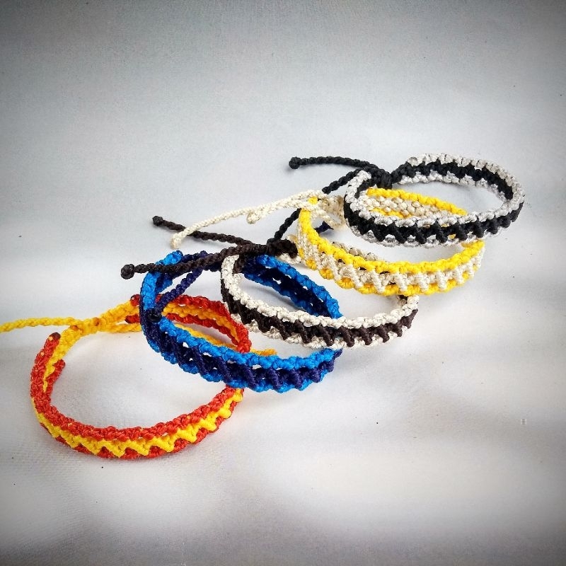 Gelang Pria Wanita Tali Handmade Bahan Polyester Couple Persahabatan Kerajinan Tangan Macrame Bracel