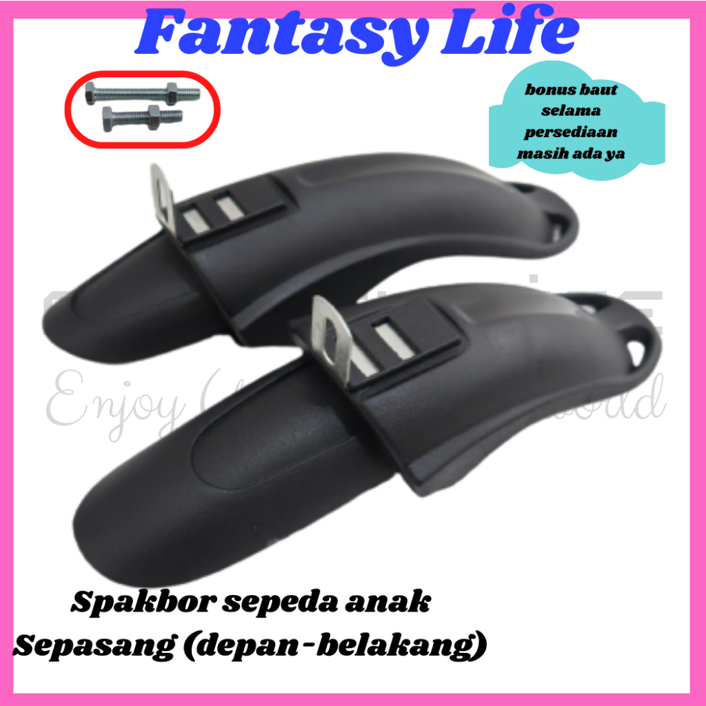 Fantasy Spakbor hitam slebor sepeda anak ukuran 12, 16, 18 harga sepasang