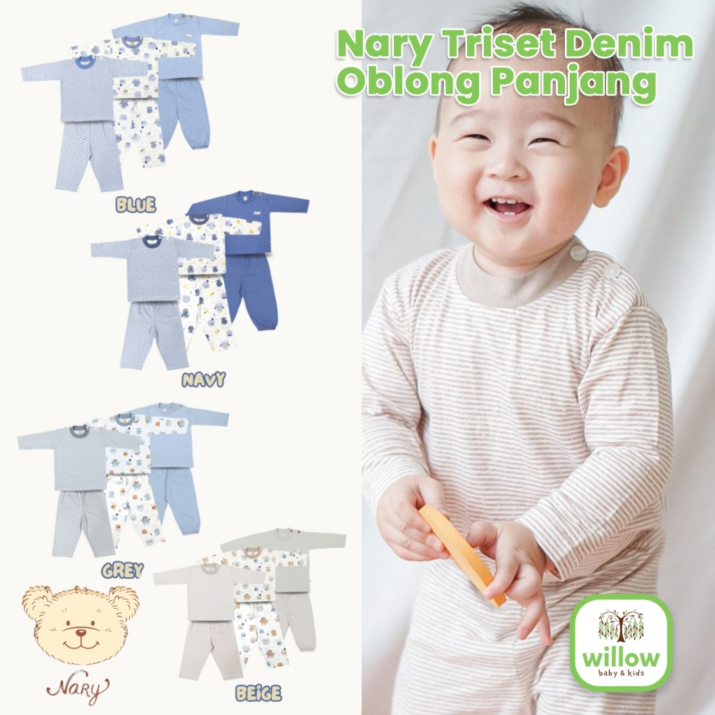 Baju Setelan Anak - Nary Triset Denim Oblong Panjang