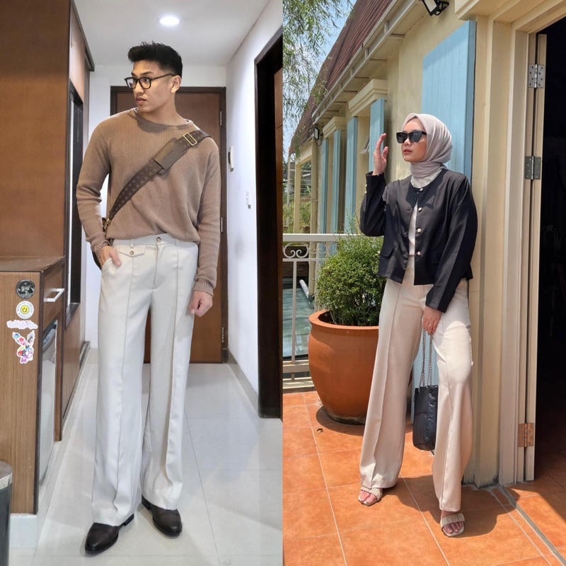 Semi Wool Pants | Straight Pants | Celana Panjang | Trousers Wanita & Pria