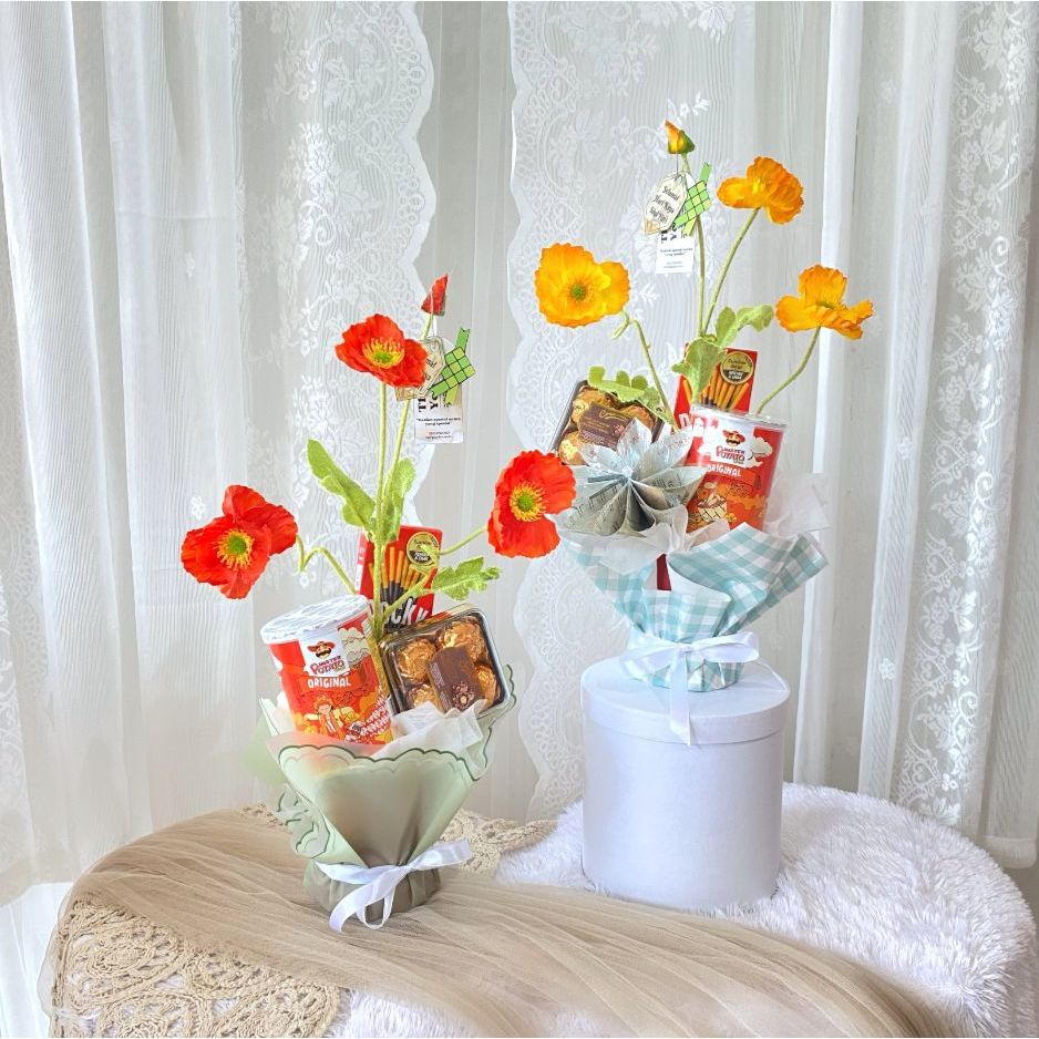 

Set Hampers Petite Box Wrapping Bunga Poppy Artificial Flower