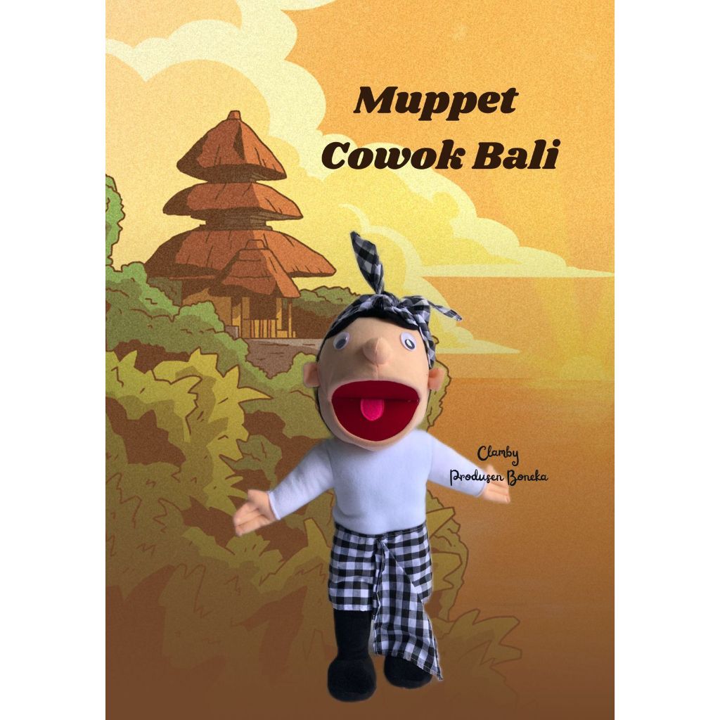 Boneka Tangan 50 cm Muppet Cowok Adat Bali Laki-laki Mainan anak