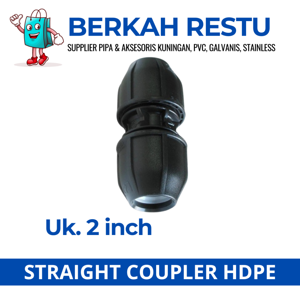 Straight Coupler Hdpe 2 Inch 63mm Atau Fitting Pipa Hdpe 2 Inch