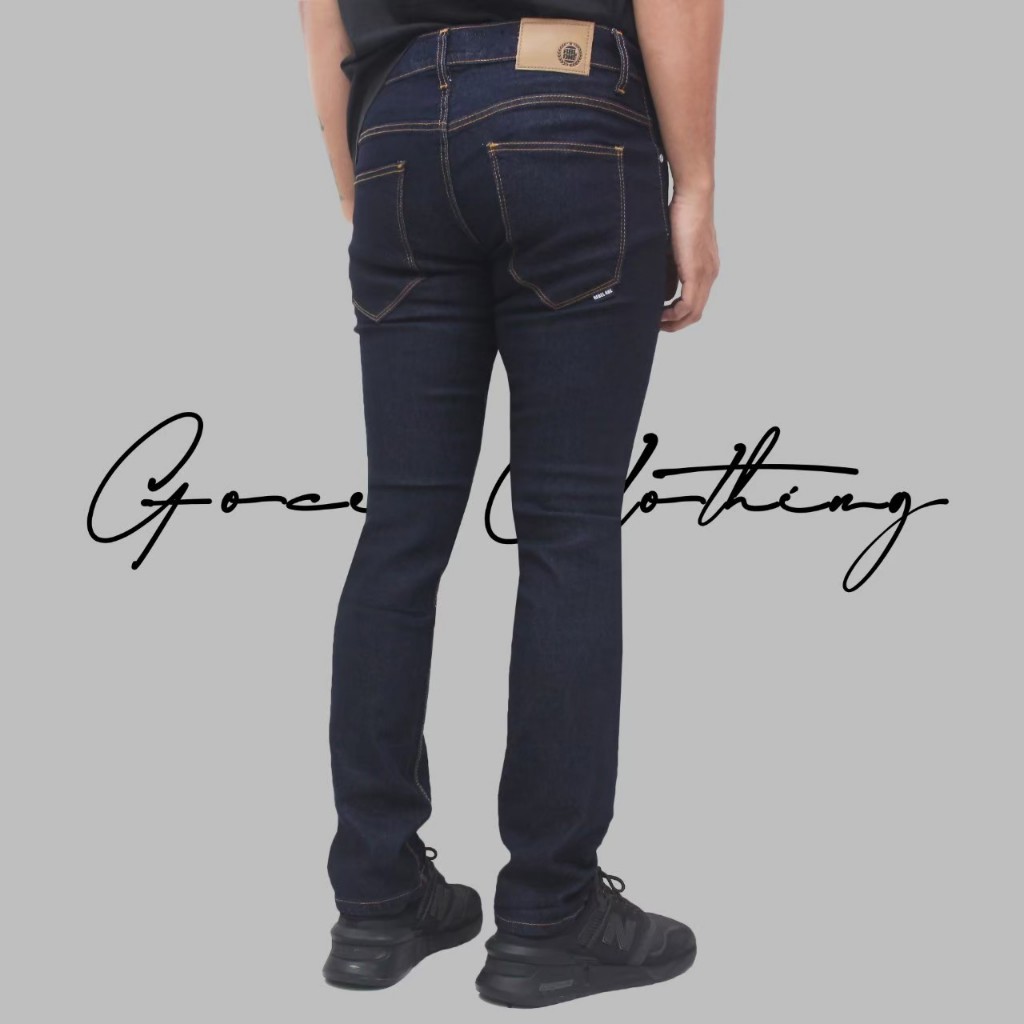 Rebell One - Celana Jeans Pria Birdong(BIRU DONGKER)Slim-fitting Stretch Melar Panjang lembut Nyaman