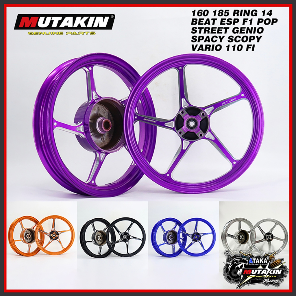 mutakin CNC AK55 VELG ring 14 160 185 scoopy Vario 110 beat Esp F1 Pop street genio SPAcy