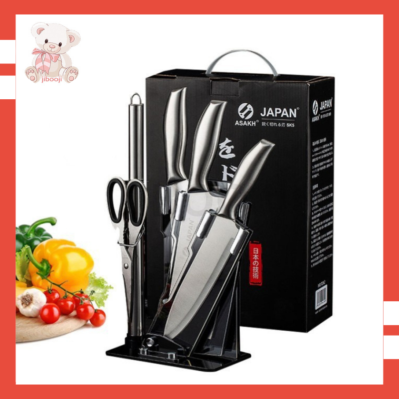 Pisau Jepang Set 6 pcs Stainless High Quality Pisau Dapur Asakh Japan