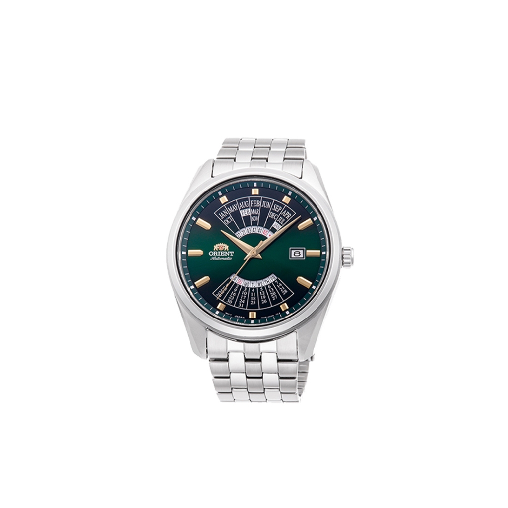 Jam Tangan Orient Contemporary Automatic Multi-year Calendar, Green Dial Metal Silver 43.5mm RA-BA00