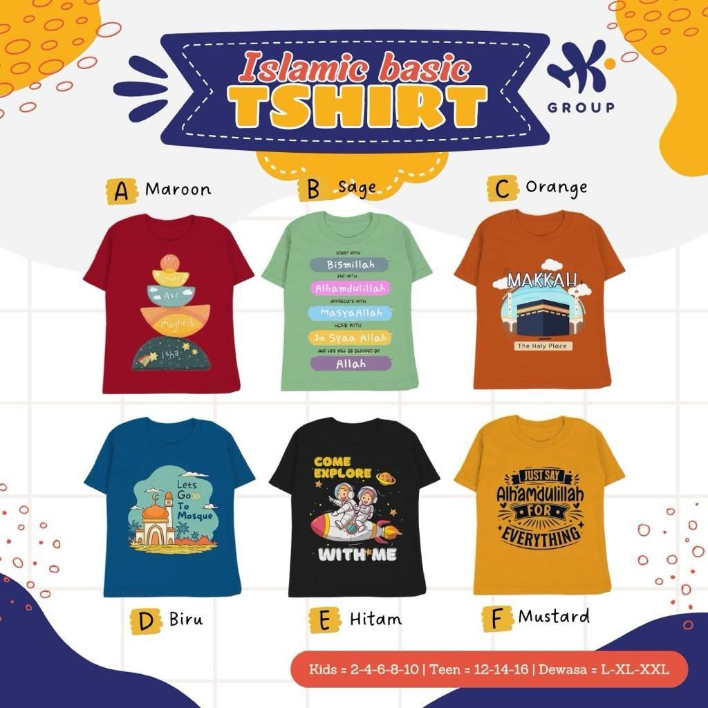 Kaos anak islamic hk group lengan pendek