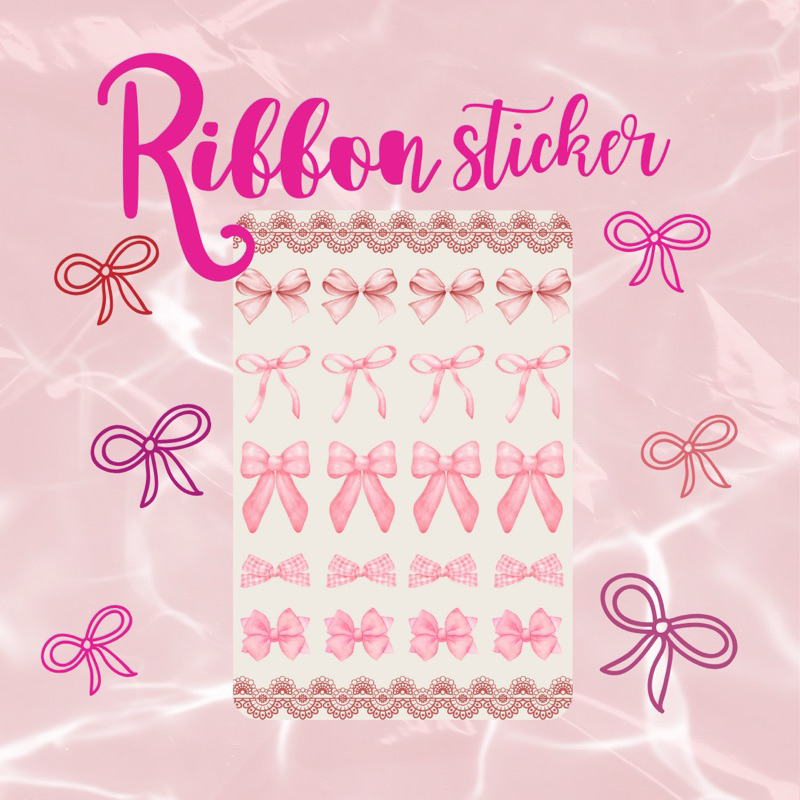 

RIBBON STICKER GLITTER BLUE AND PINK