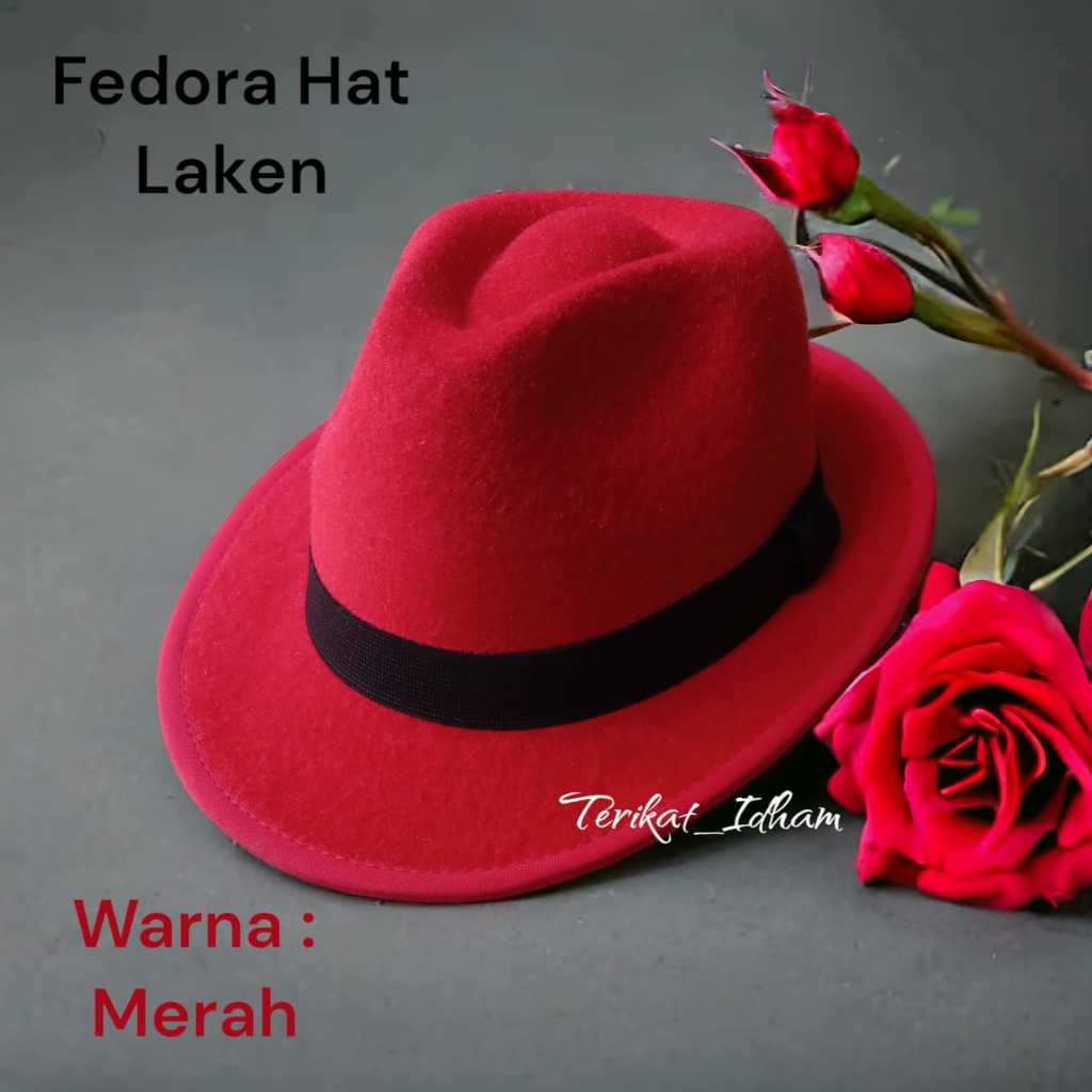 Topi Fedora Hat Quino Fedora Hat Laken Bludru