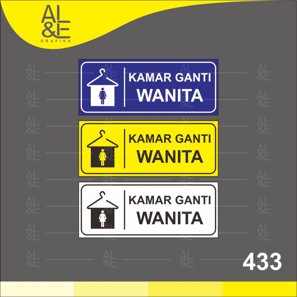 

433 - Stiker Kamar Ganti Wanita, Sticker Vinyl, Cetak Premium Indoor, Tahan Air