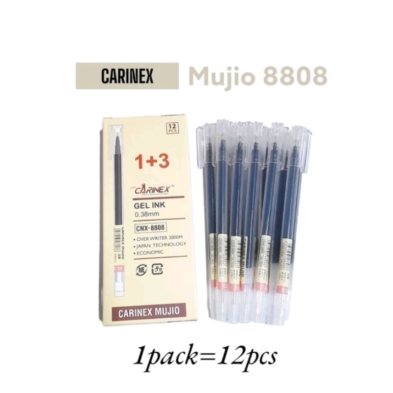 

BOLPEN CNX MUJIO PULPEN SEKOLAH KANTOR 0.38mm TRANSPARAN isi 12pcs PENA