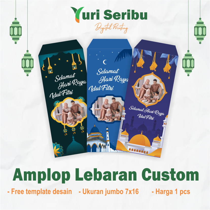 

Amplop jumbo lebaran bebas custom foto / amplo ukuran 7 cm x 16 cm