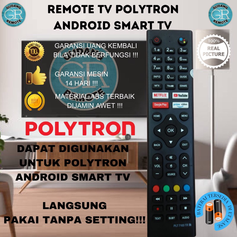 Remot Remote Tv Polytron LCD LED Android SmartTV