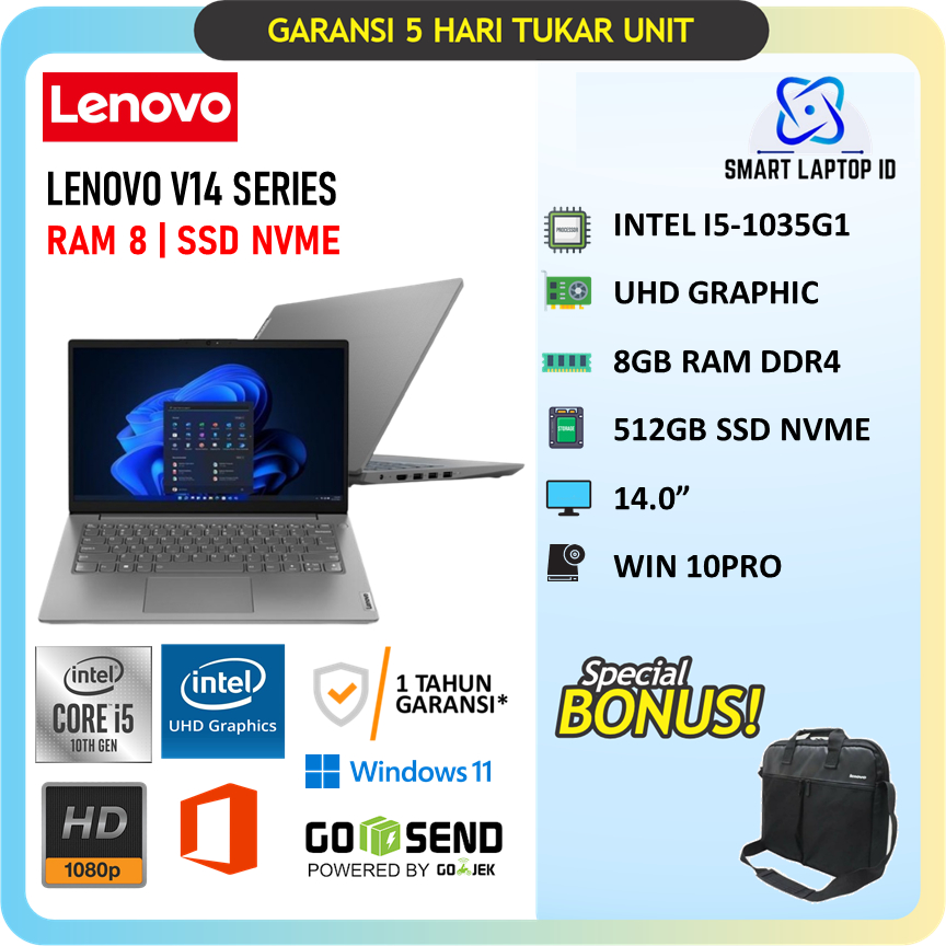 Laptop Lenovo V14 I5 1035G1 Ram 8GB 512Gb Ssd Windows10Pro 14.0