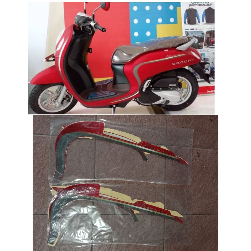 Stiker striping scoopy stylish merah 2023