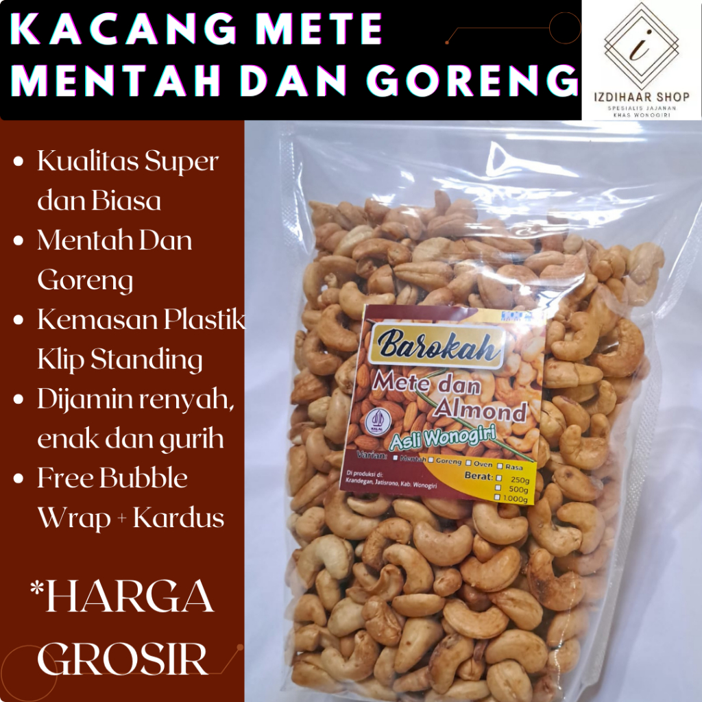 

Kacang Mete Mede Kemasan 500Gr Original Besar Mentah dan Goreng Camilan Asli Wonogiri Original Renyah Asin Gurih Kualitas Premium Kemasan Plastik Klip Harga Grosir - Gratis packing bubble wrap