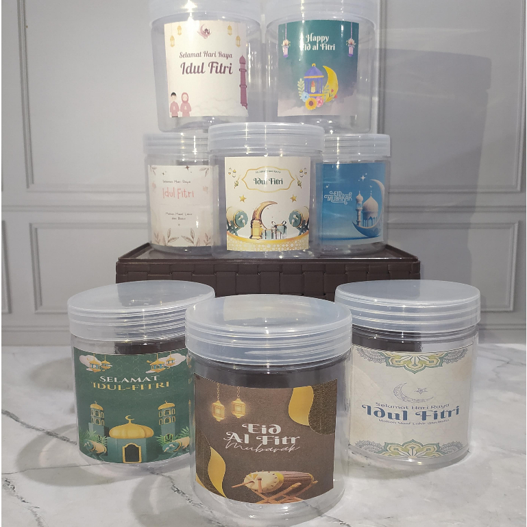 Toples 500ml bening plastik souvenir lebaran idul fitri Toples plastik bening toples kue kripik