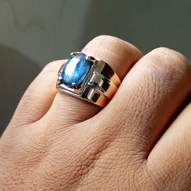 Cincin Pria Kyanite Ring Perak 925 kombinasi Emas