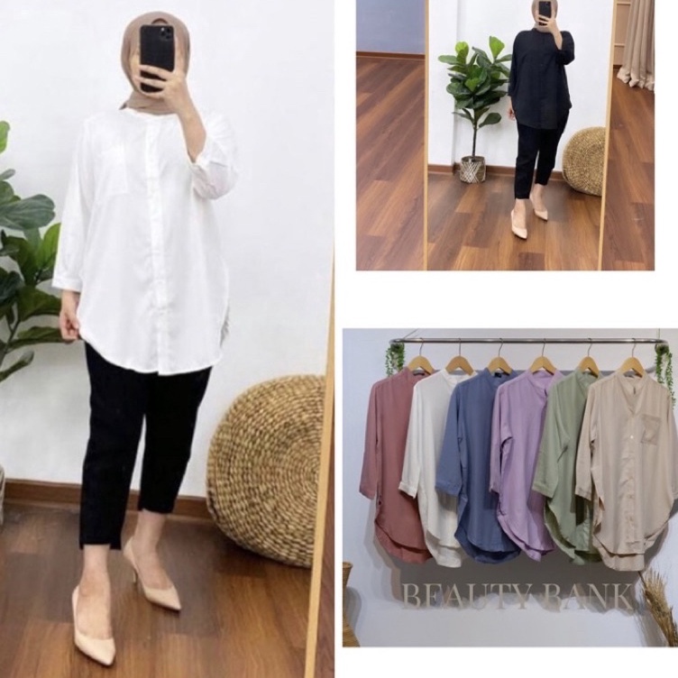 Terlaris KEMEJA TUNIK POLOS JUMBO XXL LD 12  Shakila Premium Import  Atasan MUSLIM REAL PICT