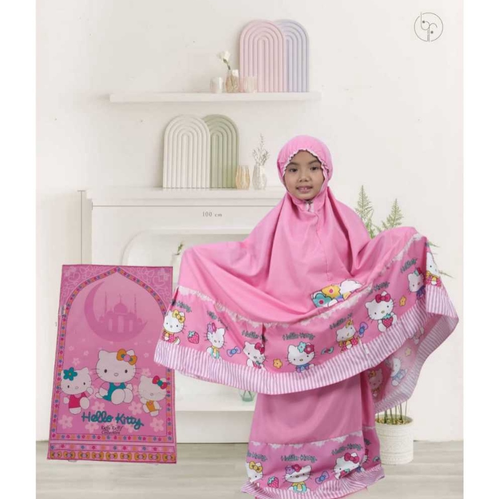 Best Seller Mukena Anak Perempuan Motif HELLO KITTY dengan SAJADAH