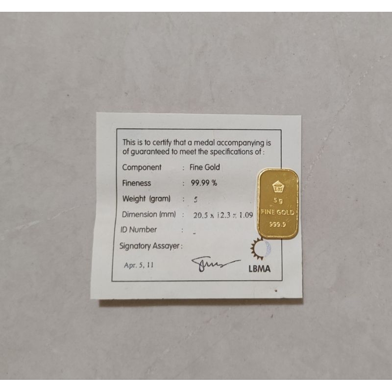 Logam Mulia Antam Retro 5 Gram Non Logo KAN Kadar 999.9