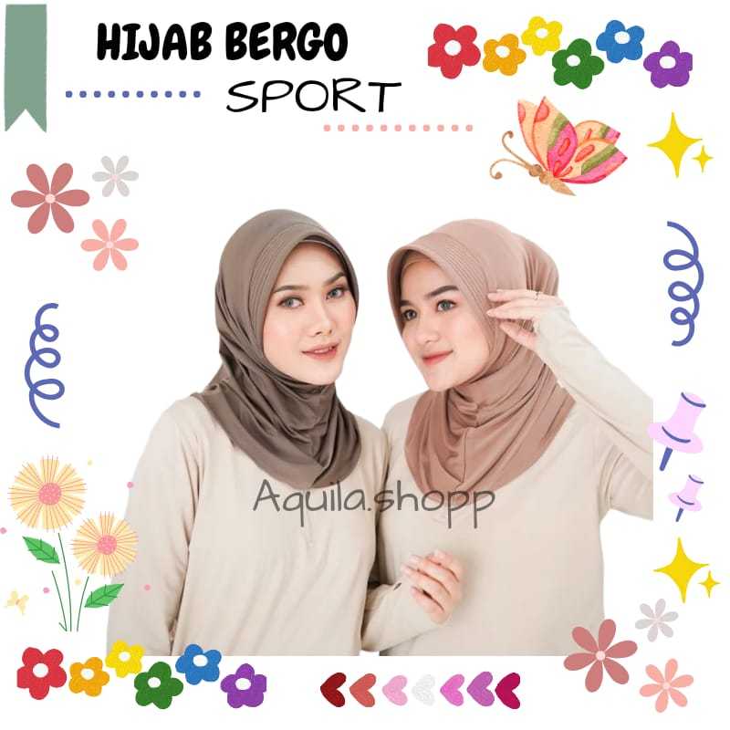 Hijab Bergo Sport / Jilbab Bergo Sport / Hijab Instan Bergo /  Jilbab Instan / Jilbab Sport