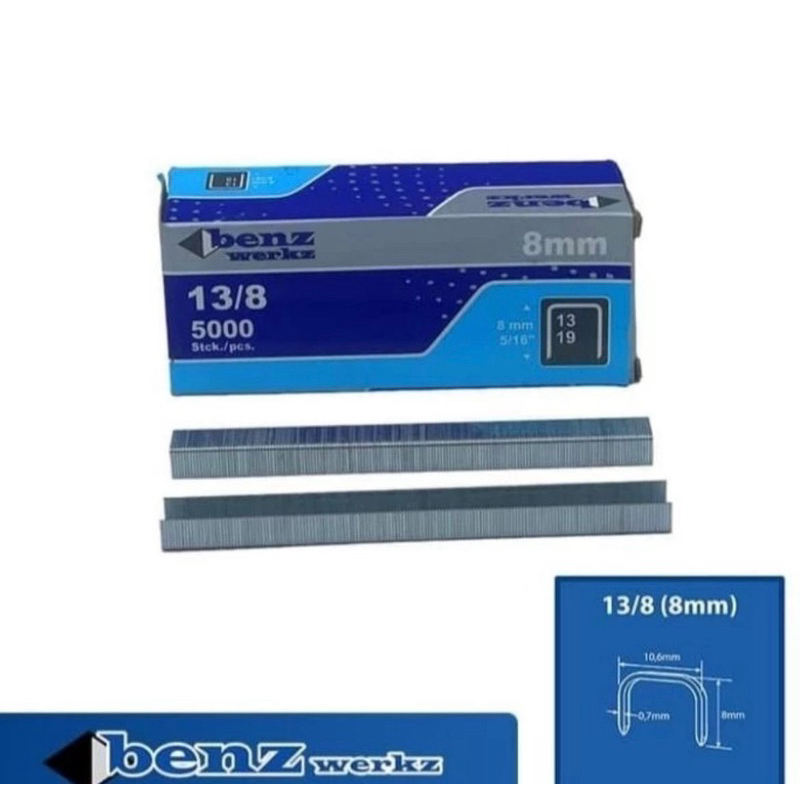 

Isi Staples Manual / Staples Tembak Guntacker Merek BENZ WERKZ / RAPID RAPIDE Original Uk. 13/8mm (8mm) - untuk Pengerjaan Jok Motor, Jok Mobil, Sofa, Funiture, Kayu