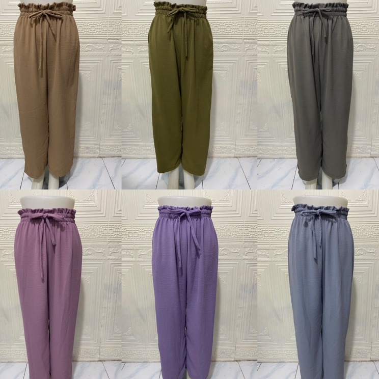 Real produk Celana kulot cringkel premium kulot highweist model pita depan kulot serut kulot kancing