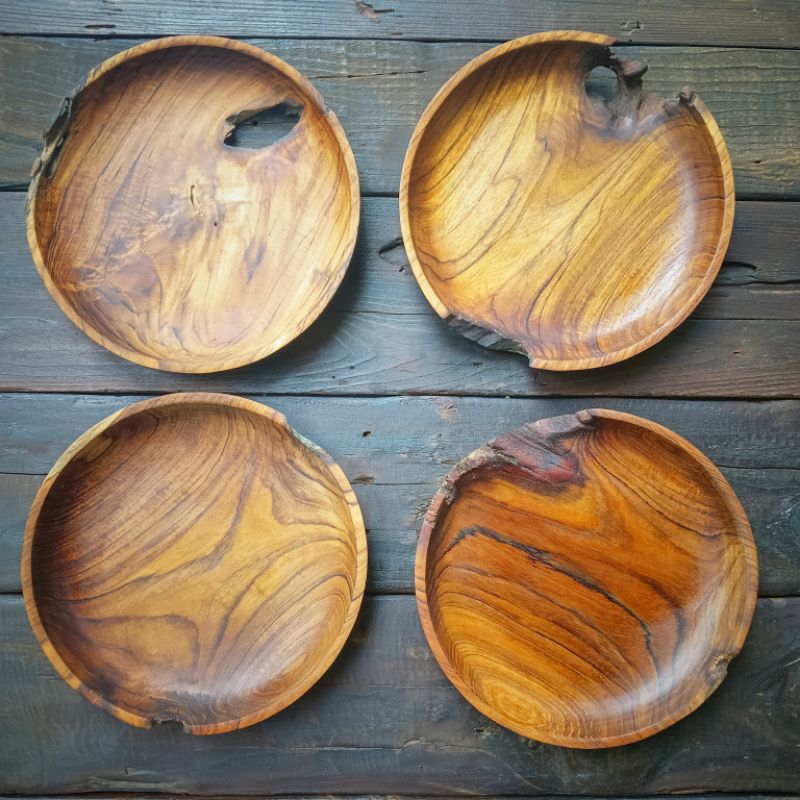 Rustic Wooden Plate/Piring Rustic Kayu Jati