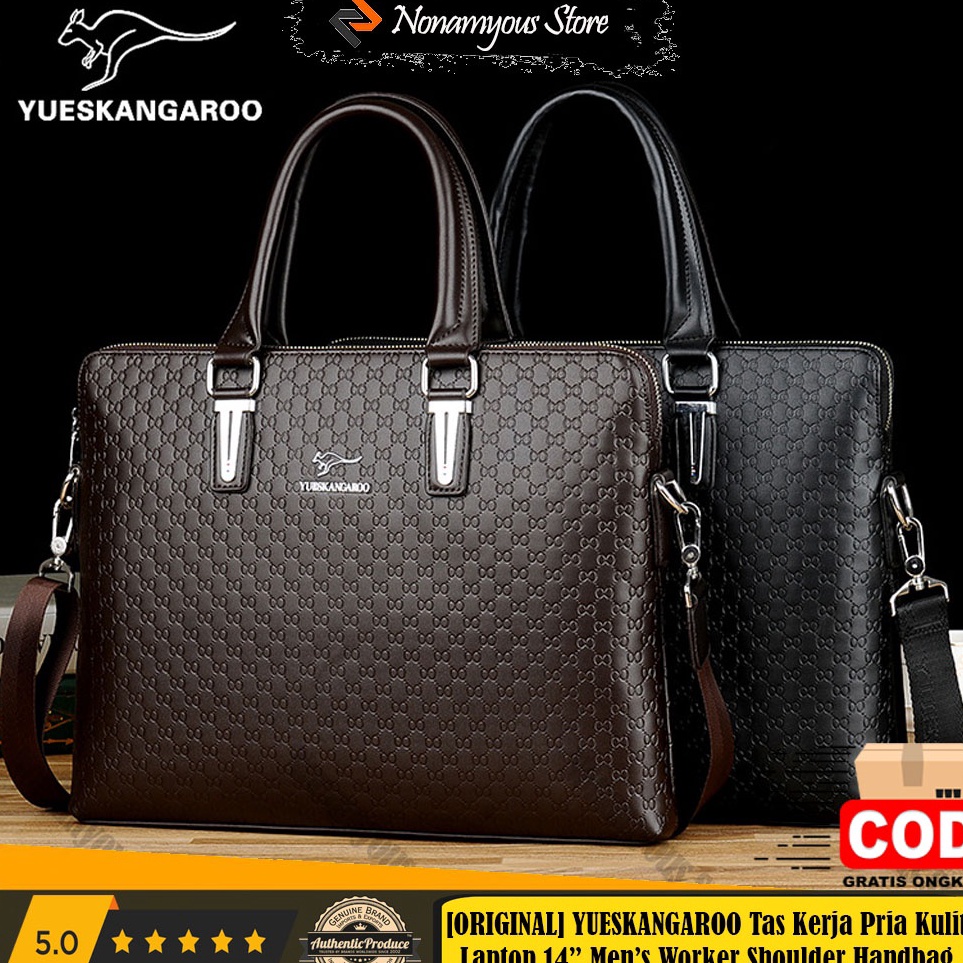 New Recommended ORIGINAL Yueskangaroo Tas Kerja Pria dan Wanita Kulit Laptop 14 Inch Business Should
