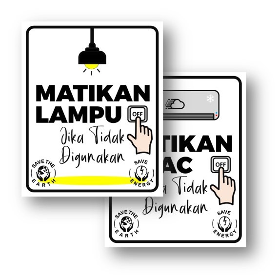 

Stiker Matikan AC Stiker matikan Lampu Warna Putih Ukuran 7x9cm