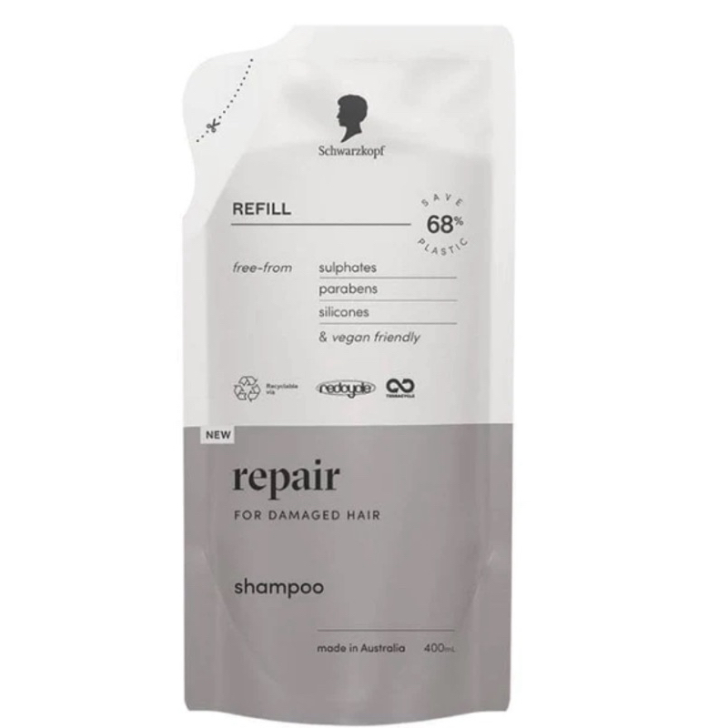 Schwarzkopf Sustainable Repair for Damaged Hair Shampoo/Conditioner Refill 400ml untuk rambut rusak 