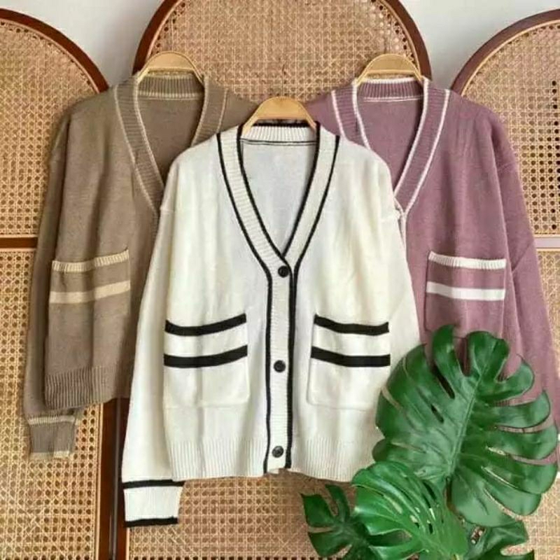 CARDIGAN RAJUT WARNA PUTIH
