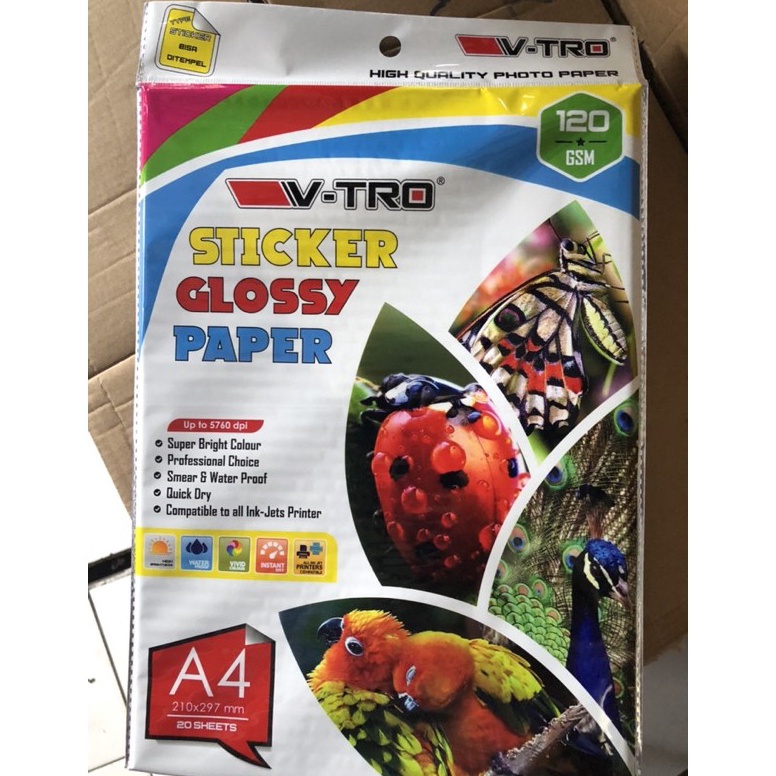 

Jaman Now glossy sticker paper a4 12 gsm isi 2 vtro 59