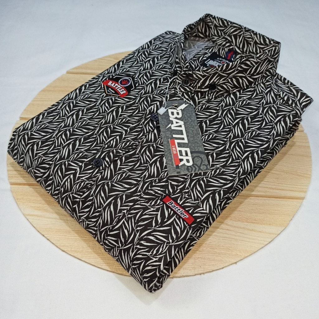 Kemeja Pria Motif Pria Cowok Lengan Pendek Bunga Formal Casual Murah Slimfit All Size M L XL Bagus