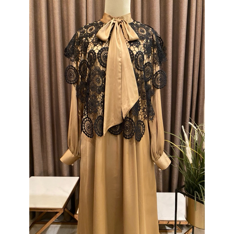 Needle.id Gamis Kombinasi Renda Hoki Mocha