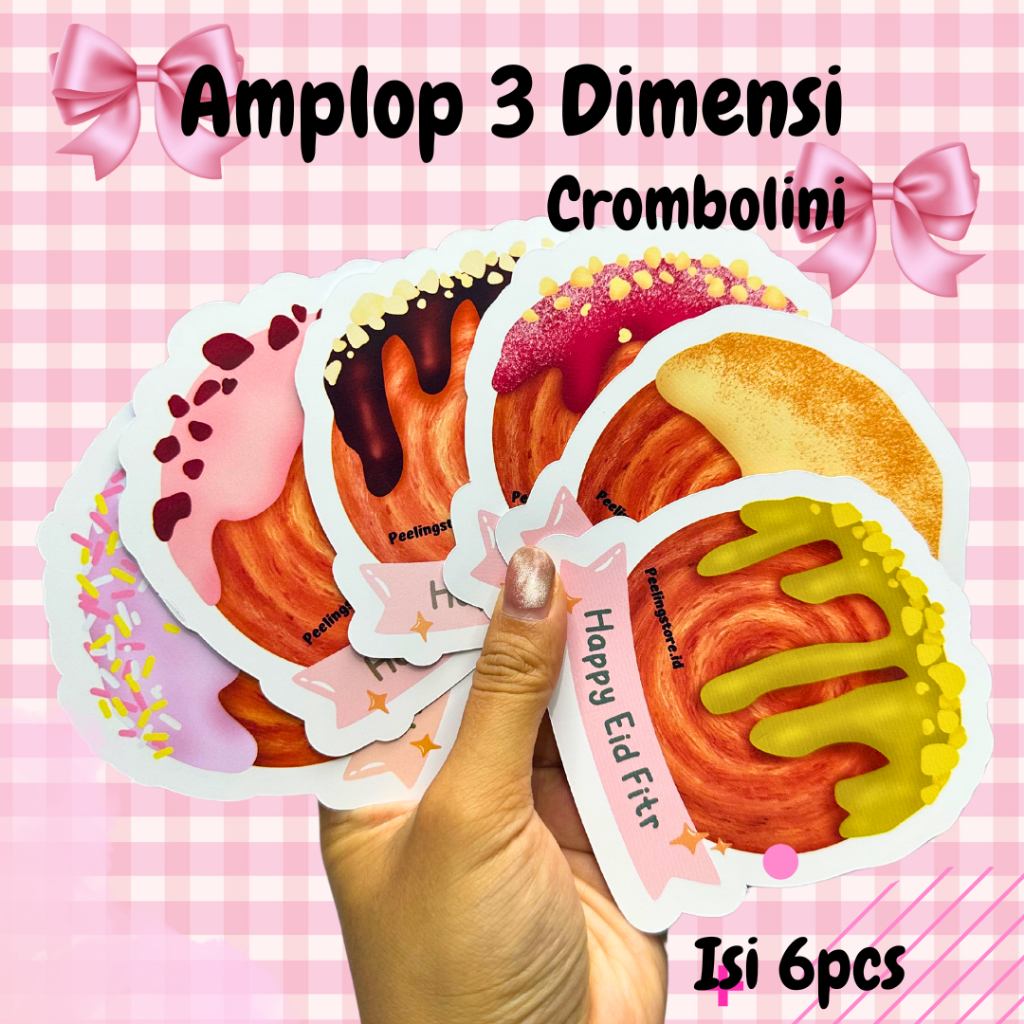 

(ISI 6) Amplop Lebaran 3D Cromboloni viral Series Cake 2024 / Angpao THR Unik / Amplop Idul Fitri 2024