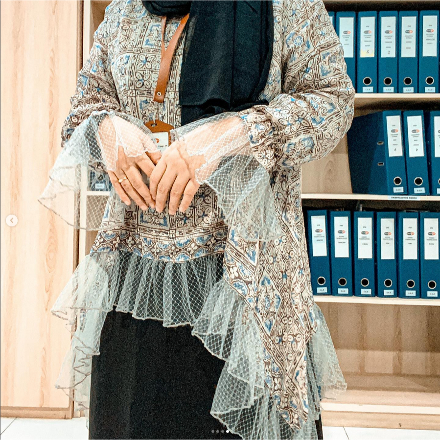 BAJU DRESS BATIK ATASAN VISCOSE RENDA By UzBatik
