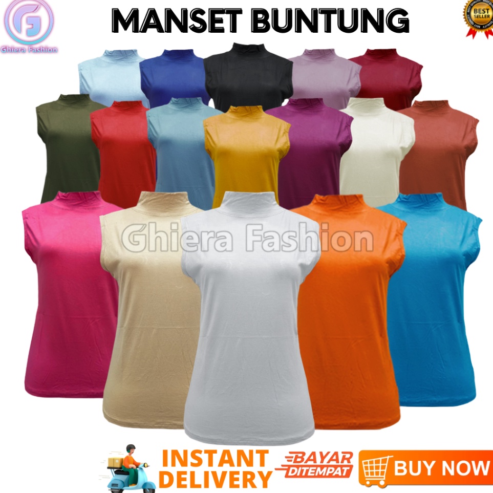 Banjir Promo Baju Manset Buntung Tanpa Lengan Wanita Kerah Shanghai Leher Turtle Neck Yukensi Polos 