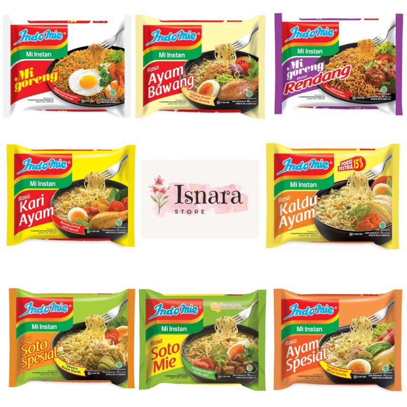 

Indomie Mie Instan | Indomie Goreng | Indomie Kuah | Indomie Kari Ayam | Indomie Soto Ayam