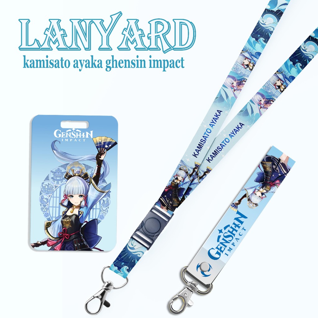 

STRAP LANYARD CARD HOLDER Ghensin Kamisato Ayaka Gantungan Kunci, Handphone, ID Card