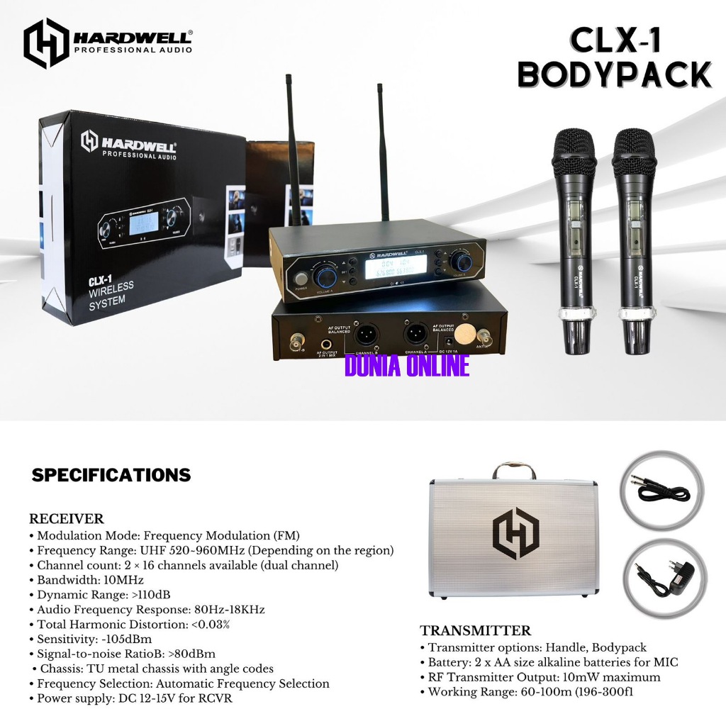 MIC WIRELESS HARDWELL CLX1 HARDWELL CLX-1 MIC WIRELESS HARDWELL CLX 1 ORIGINAL