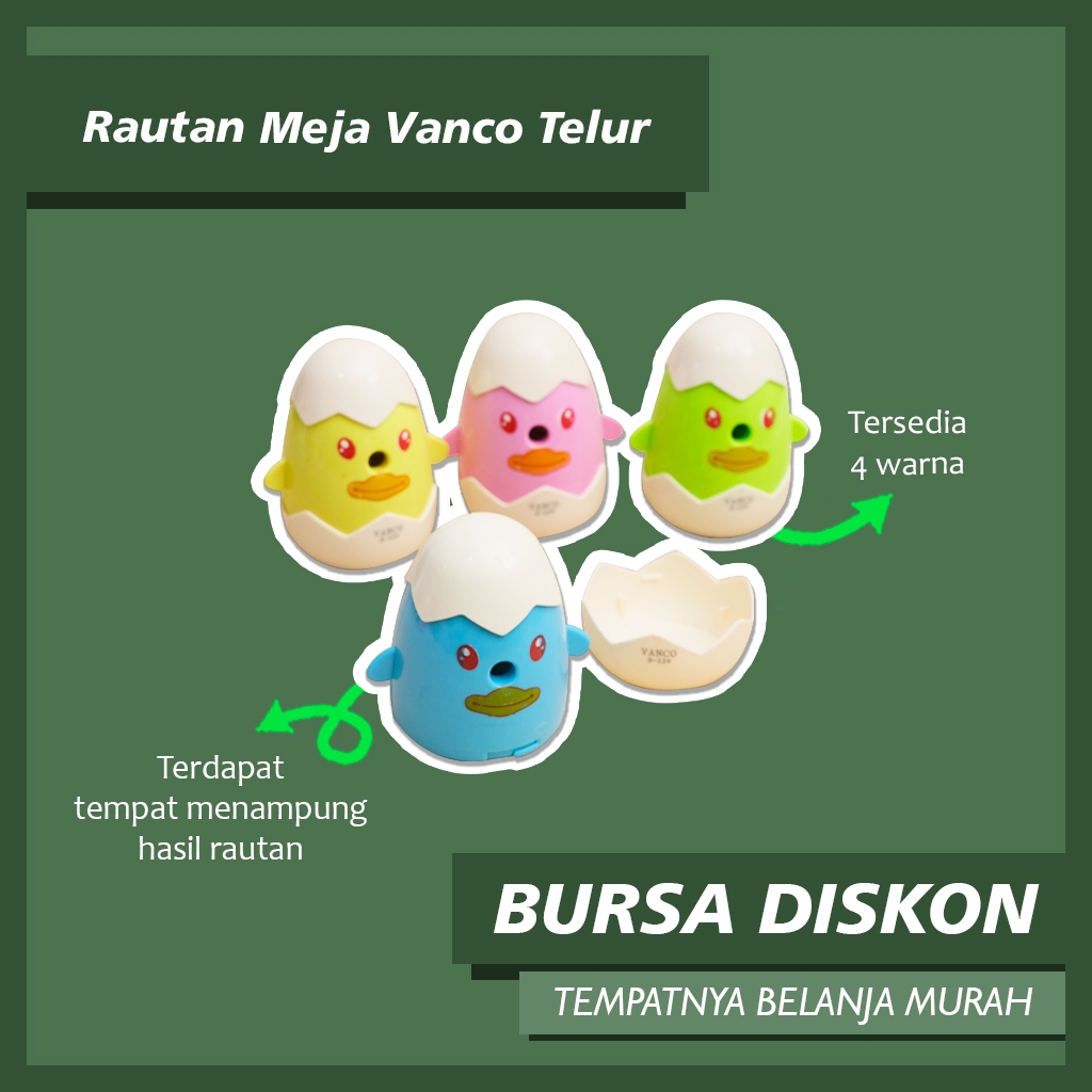 

Rautan Meja Vanco Telur Egg Serutan Putar Seliver Pengserut Pensil Kayu Gudetama