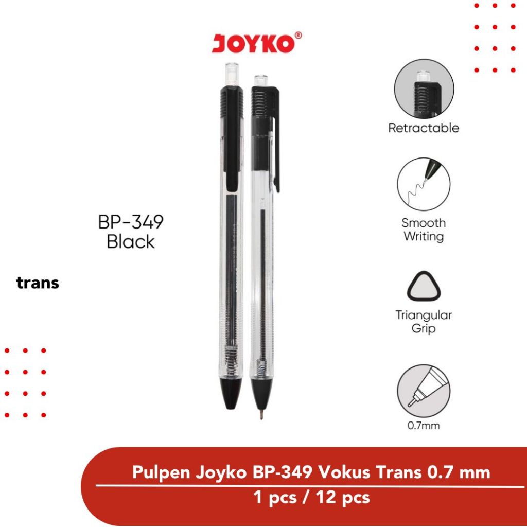 

Pulpen Bolpoin Pena Joyko BP-349 Vokus Trans 0.7 mm - 1 pcs