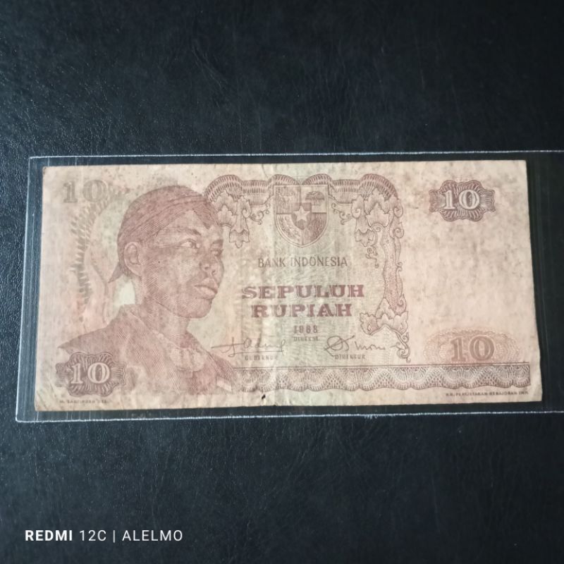 uang kertas 10 rupiah sudirman tahun 1968 beredar asli OEB055322
