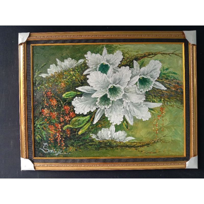lukisan bunga anggrek+frame