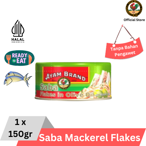 

Ayam Brand - Ikan Saba Mackerel Kaleng Flakes in Olive Oil 160gr